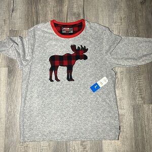Eddie Bauer Men’s Moose Plaid Pajama Top - Size L Gray Red